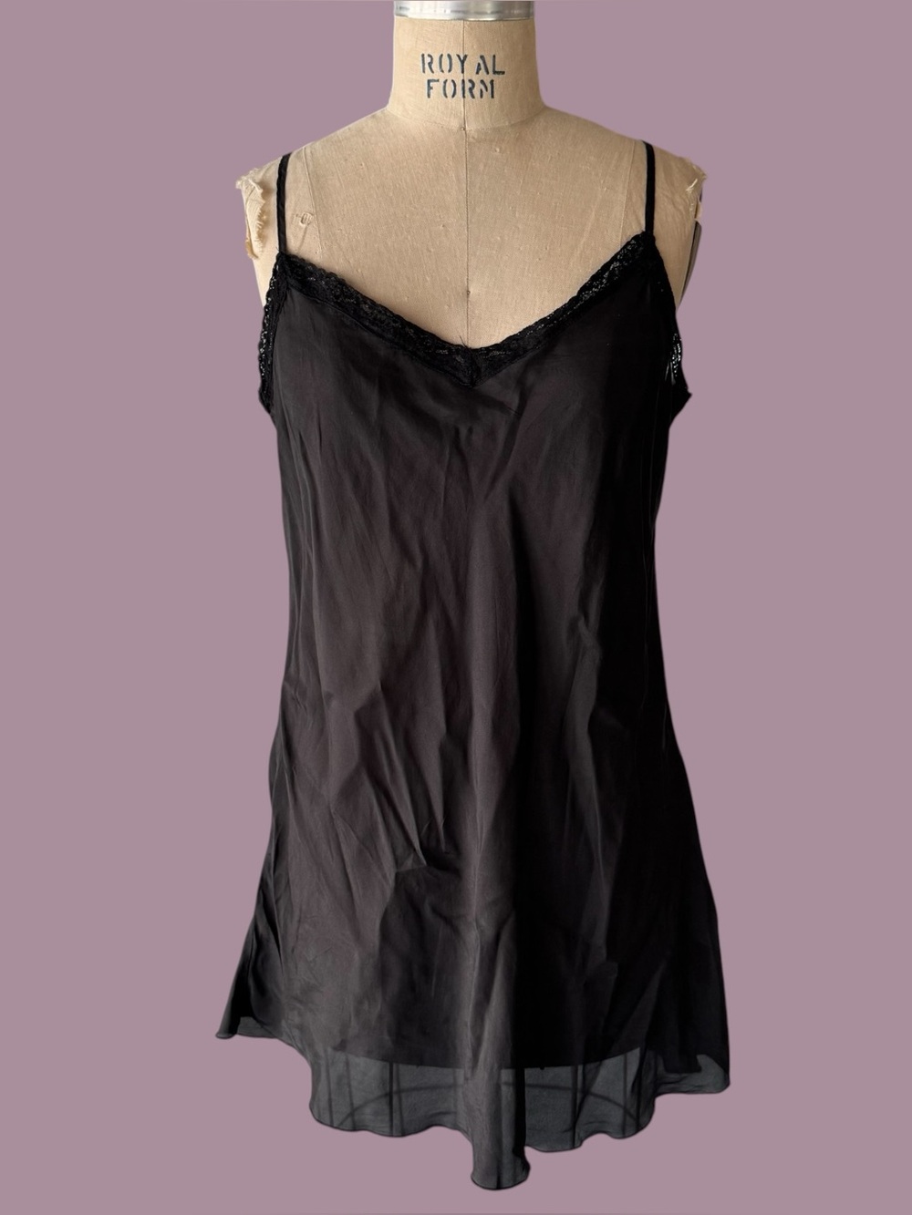 Love Johnny Was Black Silk Mini Slip Dress